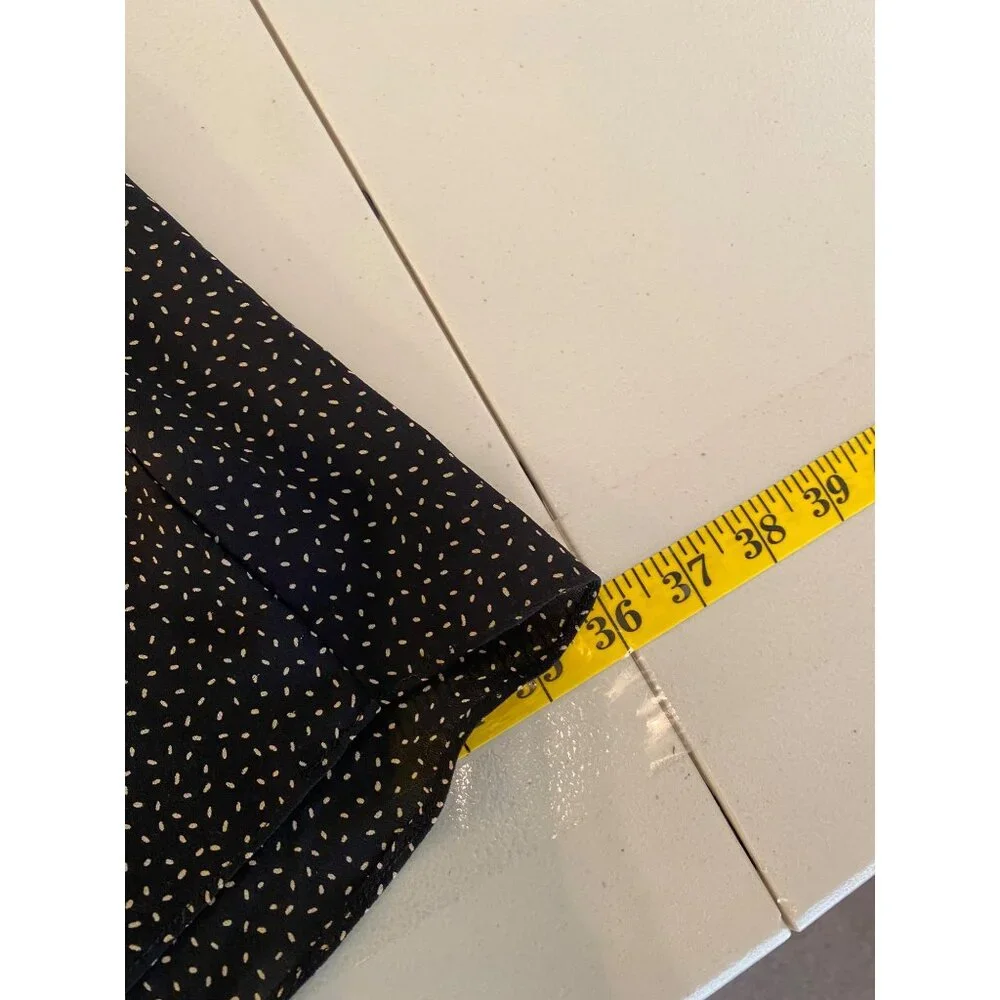 Dana Buchman Midi Dress Black White Dots Short Sleeve Collared Buttons up Silk - Picture 9 of 10